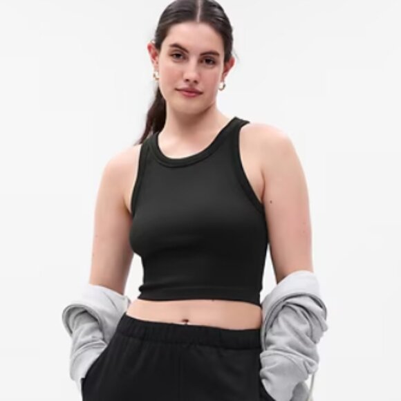 GapFit Seamless Rib Crop Halter Tank Top size XXL black - Picture 1 of 4